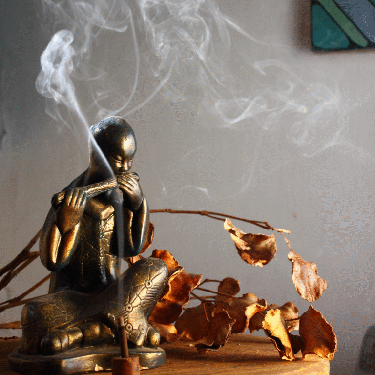 Chamrosh incense in a peaceful meditation setting
