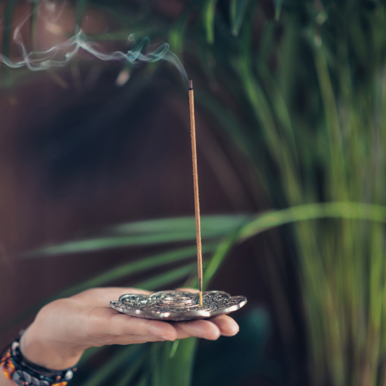 Close-up showing the texture of Chamrosh incense sticks